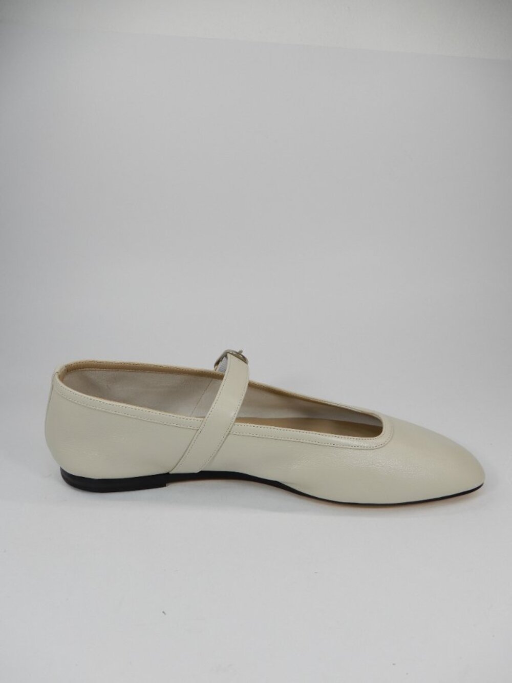 LE MONDE BERYL Mary Jane Ballet Flat 38 7.5 Ecru Lambskin Leather Square Toe NEW - Picture 13 of 16